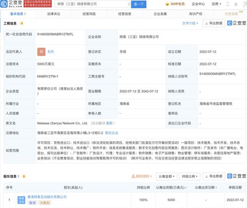 網(wǎng)易于三亞設(shè)立新公司，注冊(cè)資本5000萬(wàn)美元發(fā)力信息系統(tǒng)集成服務(wù)